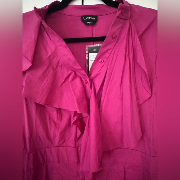 bebe Pink Ruffle Front Blouse - Picture 2 of 3